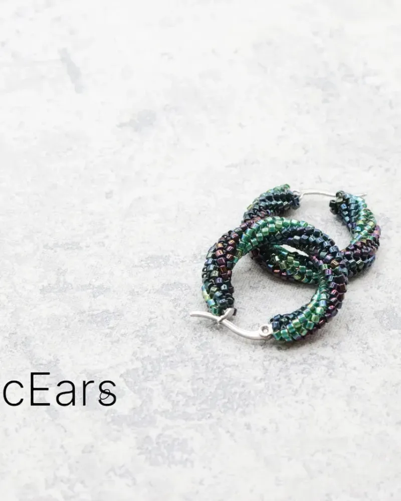 Серьги-кольца из бисера — Королева ночи