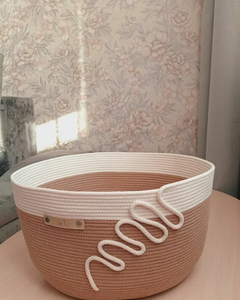 Большая корзина из хлопкового шнура — мультиколор