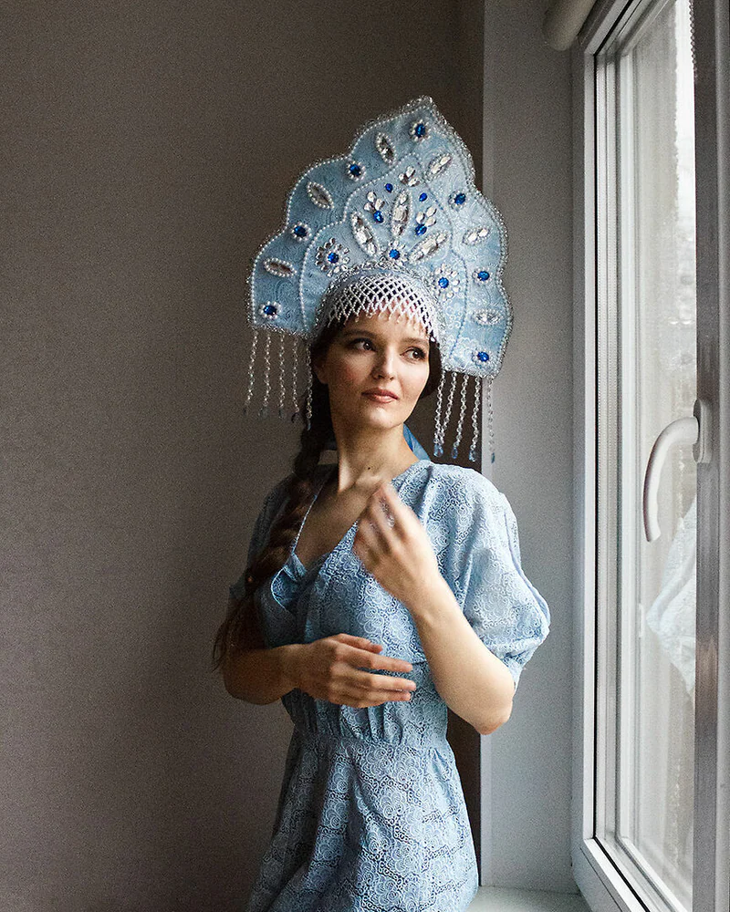 Новогодний русский кокошник Снегурочки — Основной