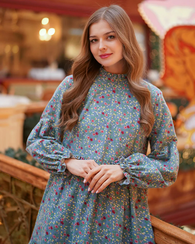 Платье из теплого хлопка в бохо стиле