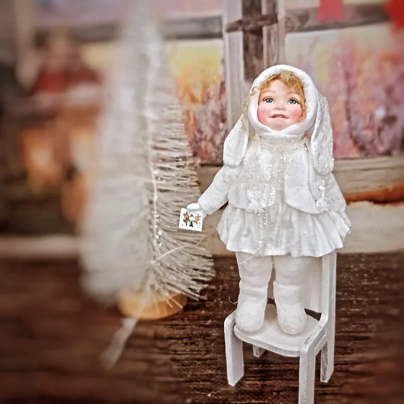 Ватная игрушка "Девочка в костюме зайки"