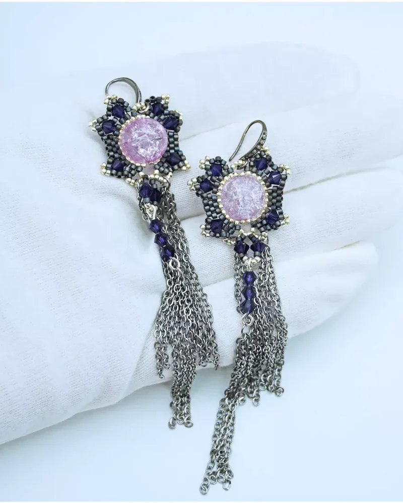 Серьги ажурные ручной работы со Swarovski