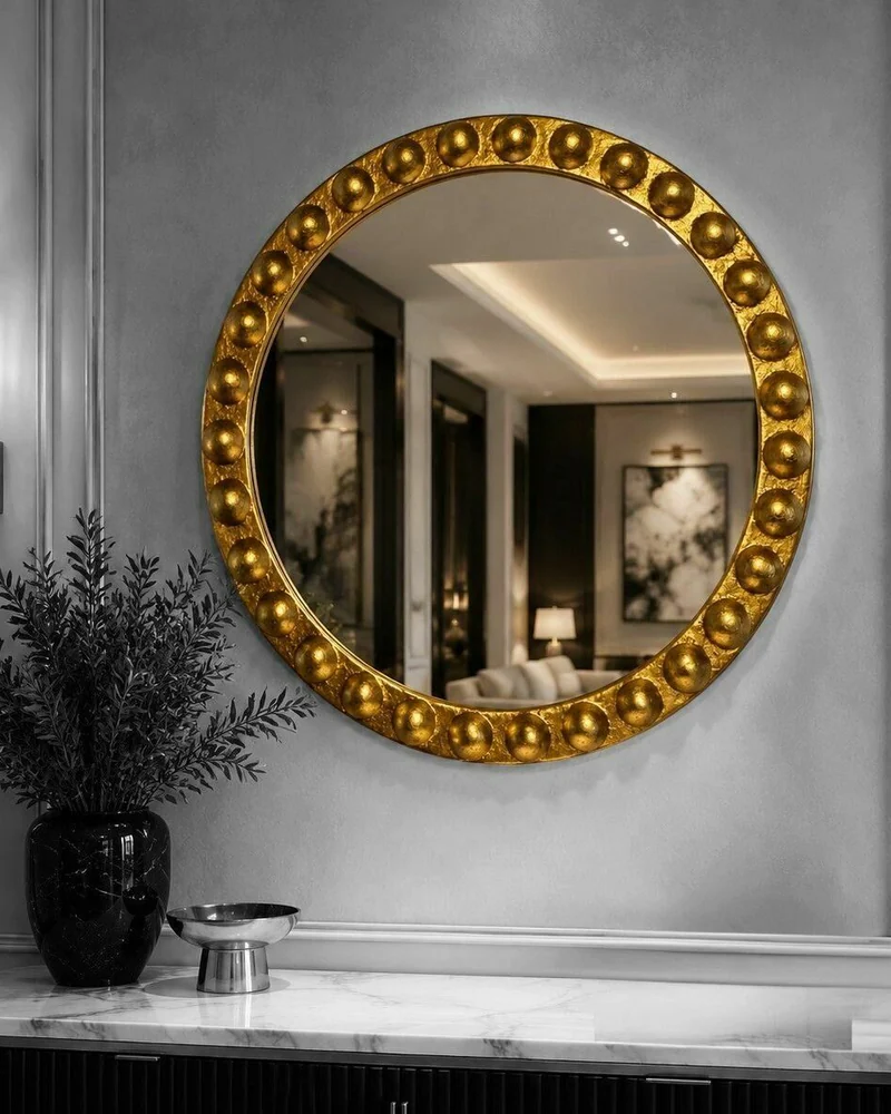 Круглое зеркало Aztec gold D 73 см, золотой — Золотой