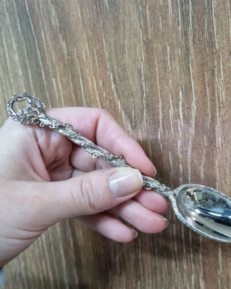 Серебряная ложечка "Кот ходит по цепи кругом на дубе том"