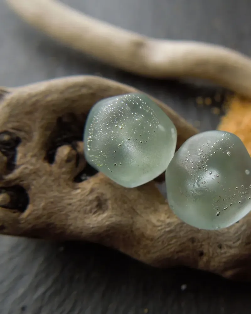 Серьги из морского стекла лэмпворк, голубой