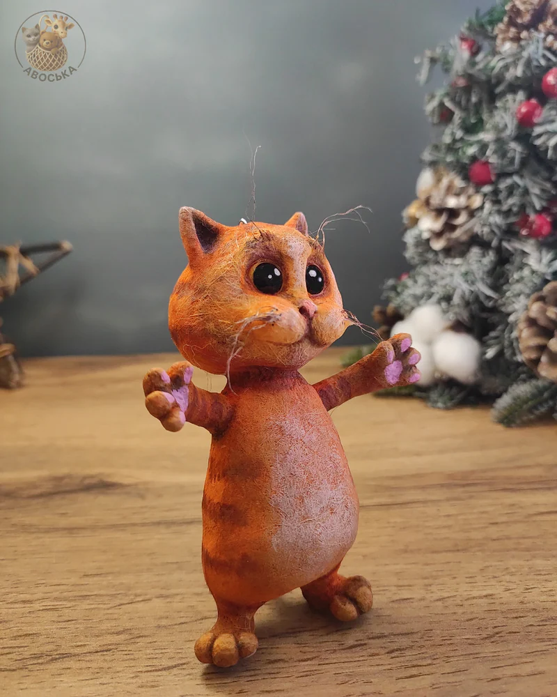 Ватная игрушка «Рыжий котик»