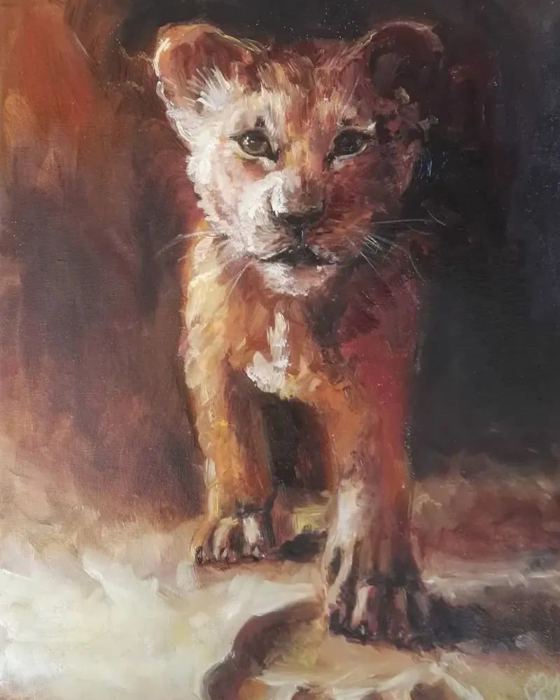 Львенок. Картина маслом 30×40 см — 30×40 см