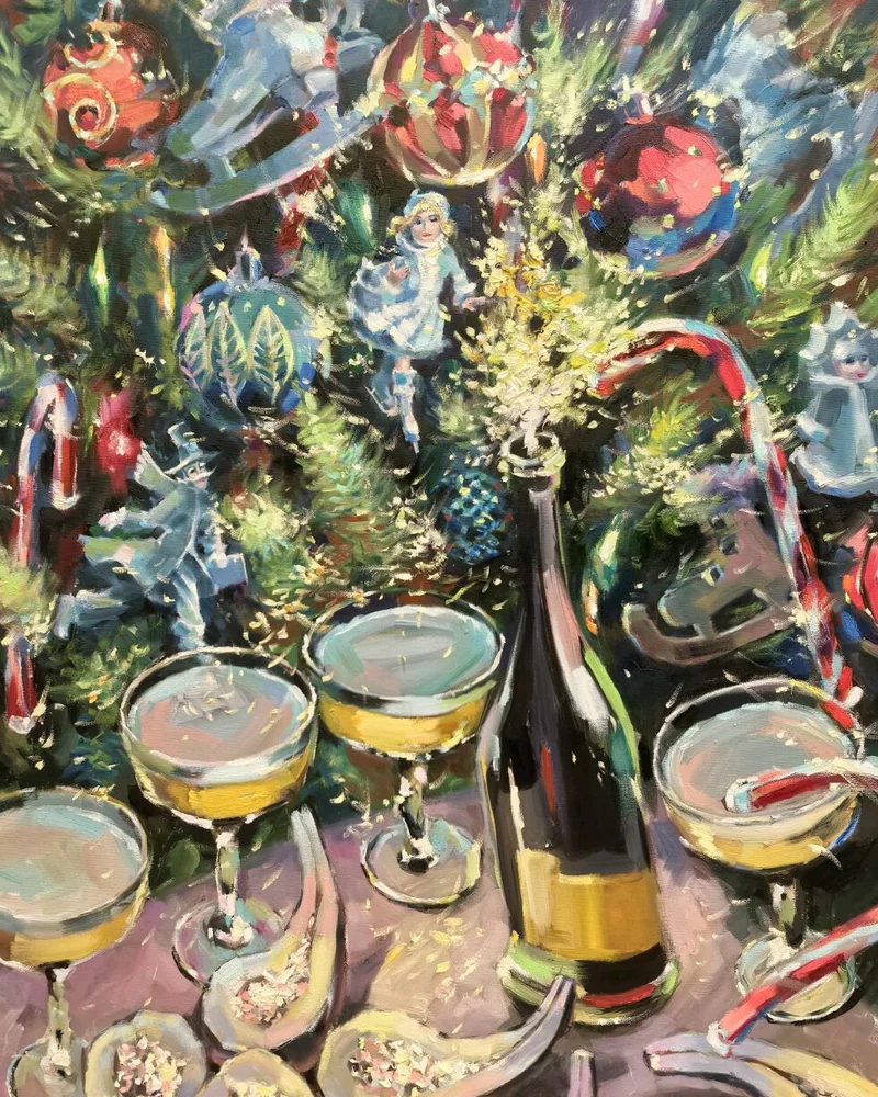 Картина маслом Новогодняя суета