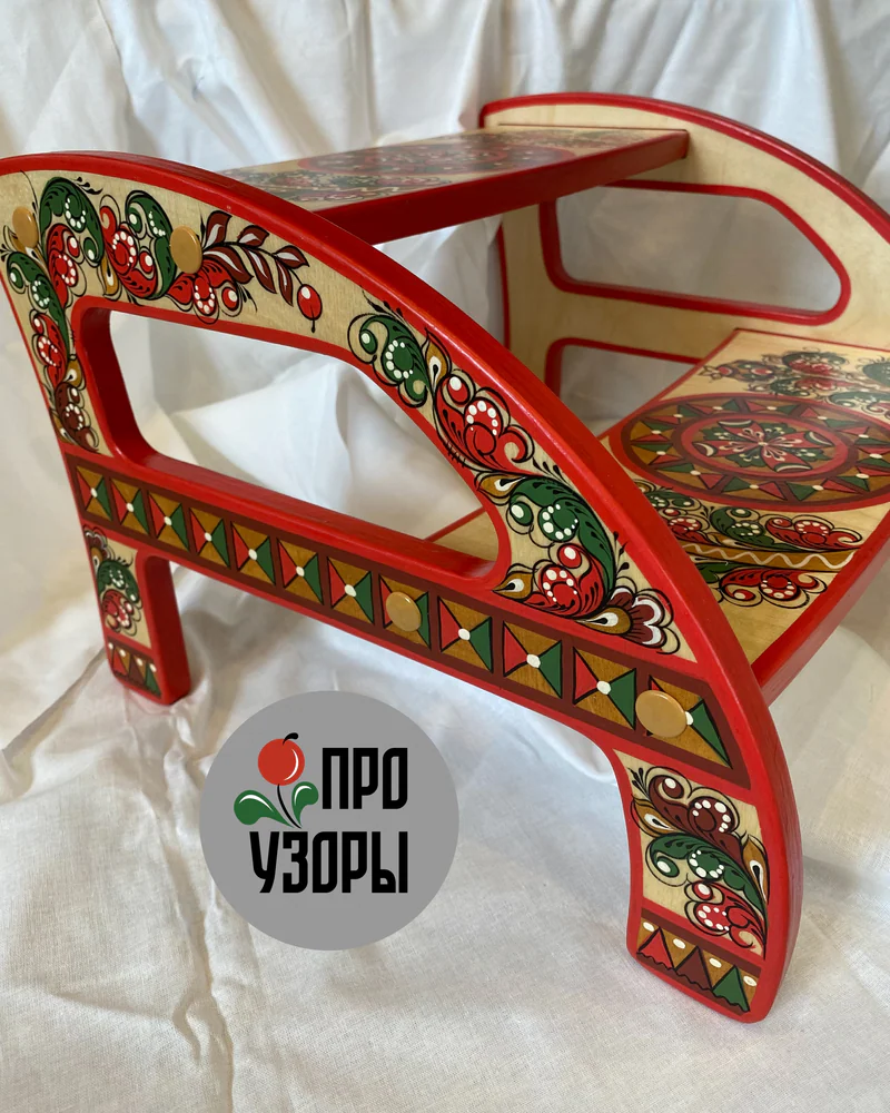 Табурет-стремянка с Борецкой росписью