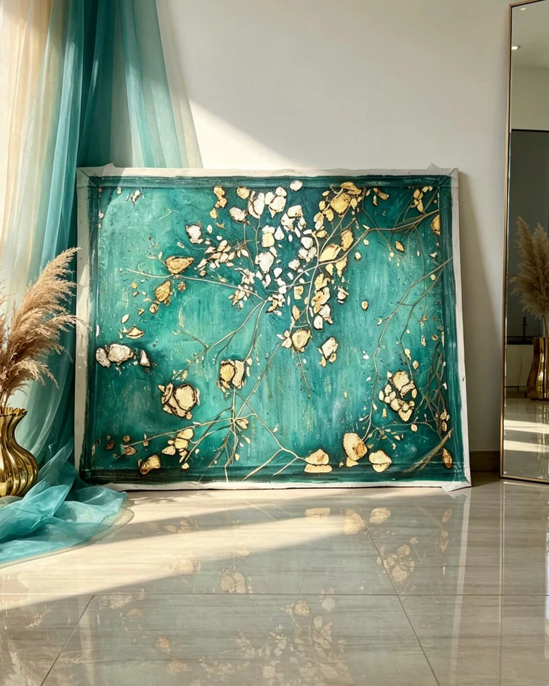 Картина «Gold & Branches», 90×70 см