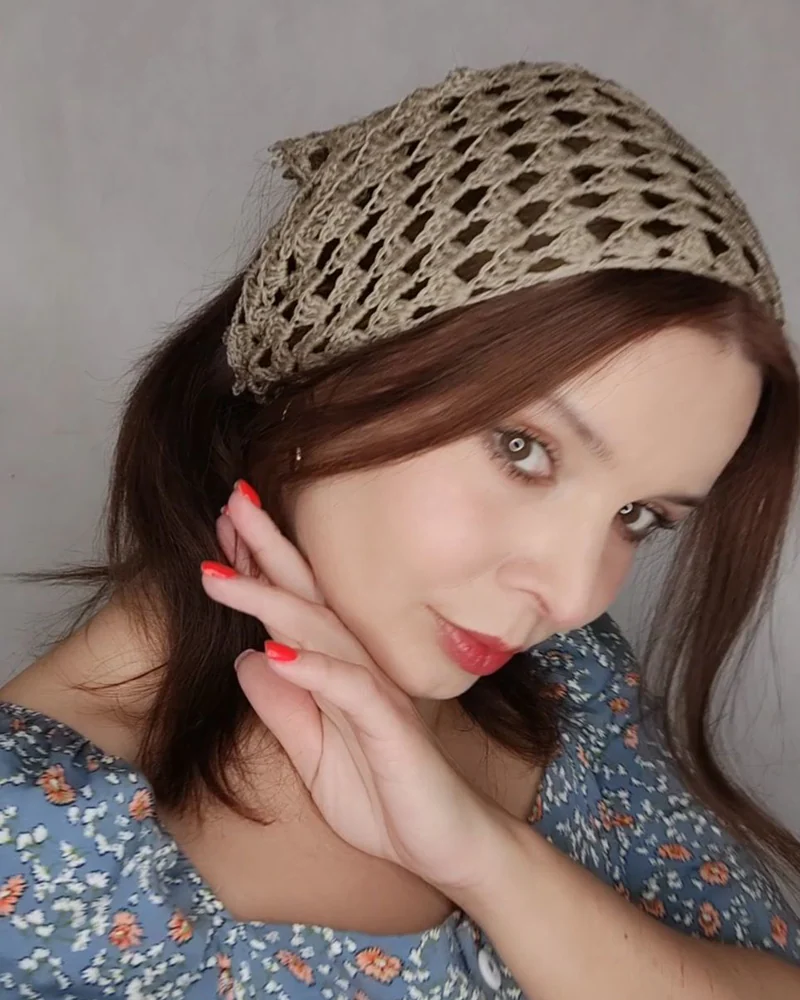 Ажурная косынка крючком из хлопка Белый