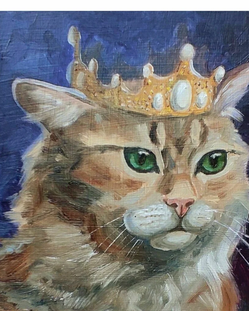 Картина с котом масло 20 на 20 см