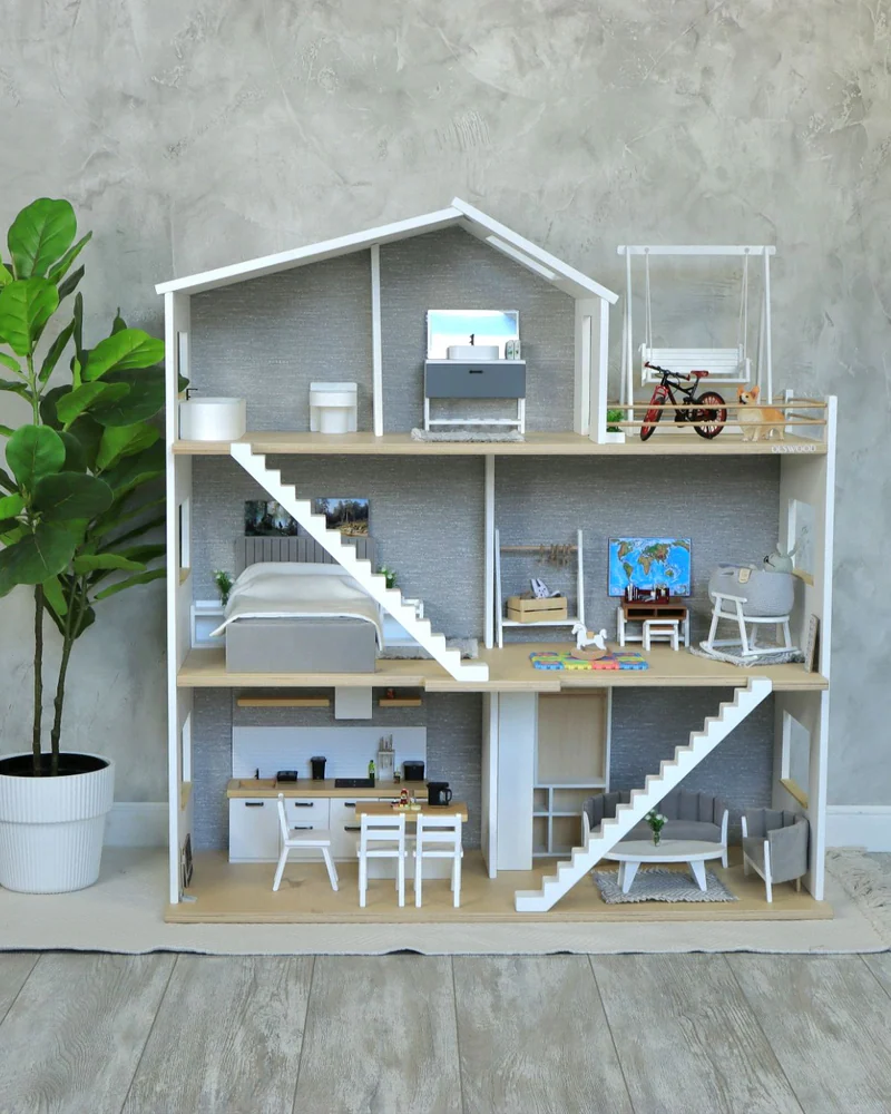 Кукольный домик с мебелью для кукол до 30 см