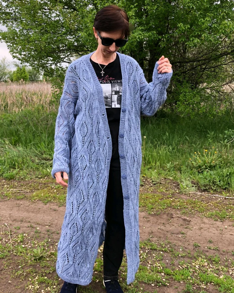 Фиолетовый Женский кардиган — Ажурный кардиган