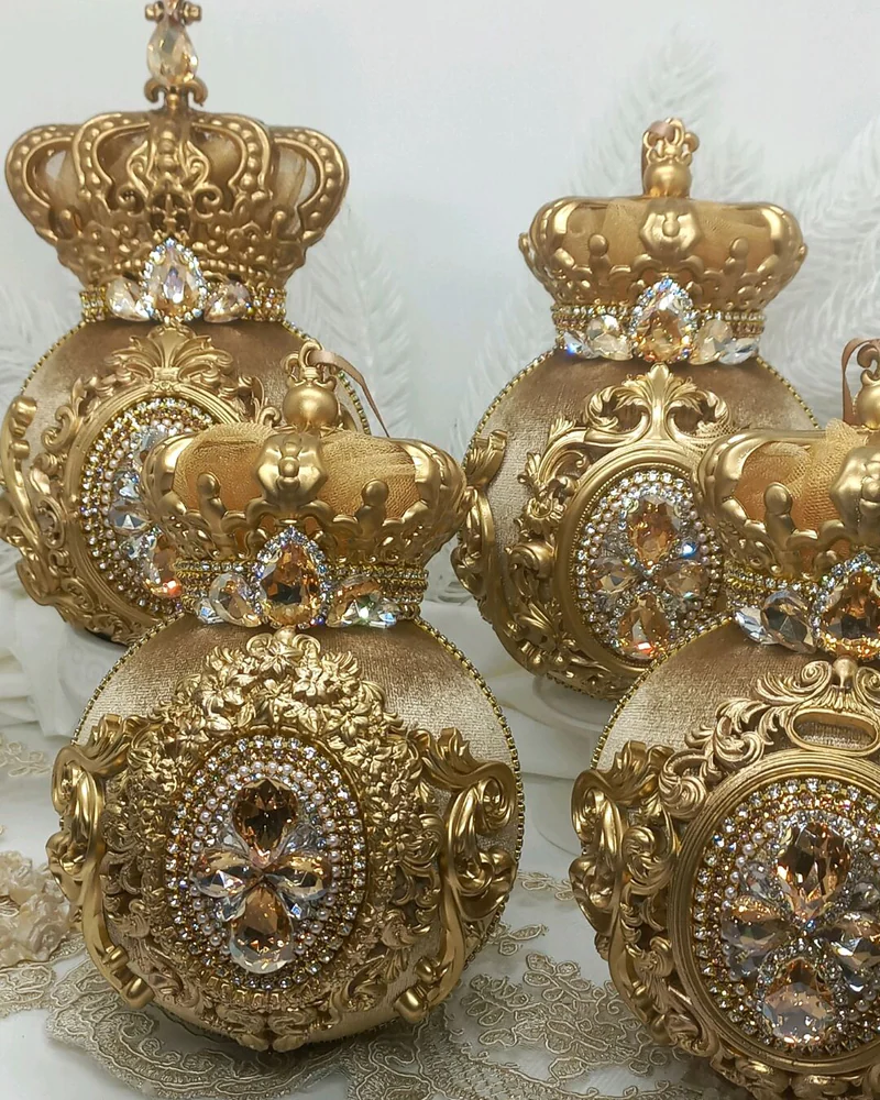 Елочные шары Королевские золотой ёлочные игрушки