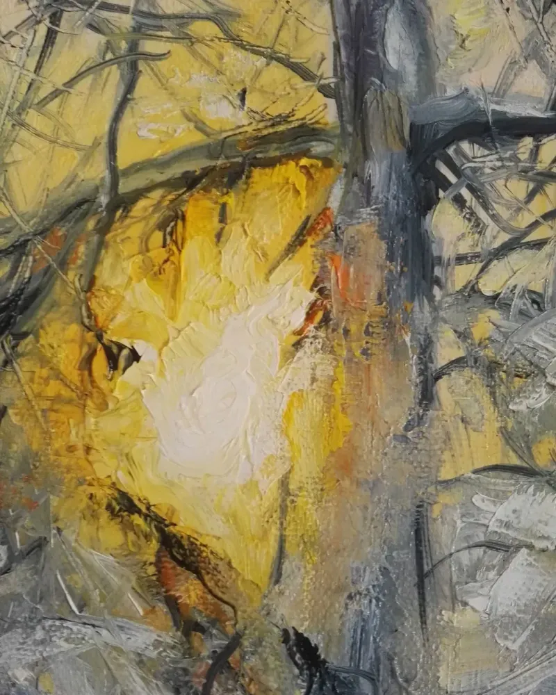 Зимнее солнце. Картина маслом 30×60 см — 30×60 см