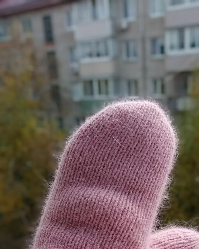 Варежки двойные из пуха норки