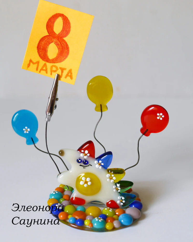 Визитница настольная с держателем для фото Ежик