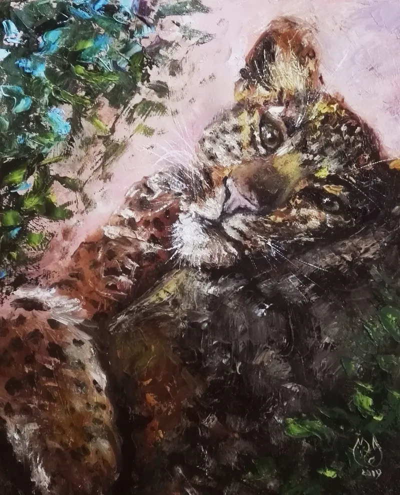 Леопард. Картина маслом 40×50 см — 40×50 см