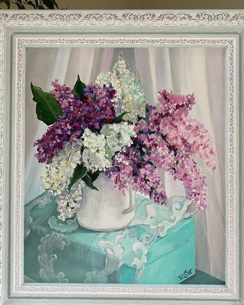 Картина маслом Цветы Сирень. 39×44 см. Натюрморт — Оригинал