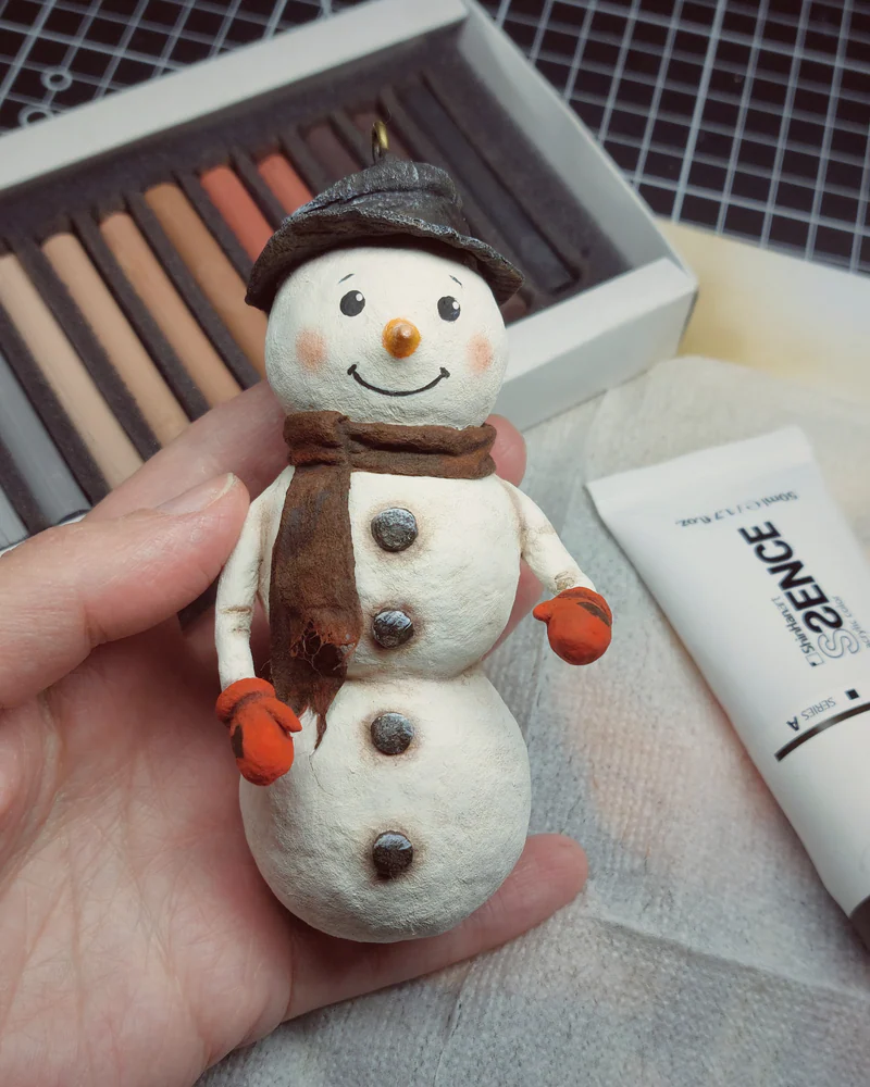Ватная елочная игрушка Снеговик