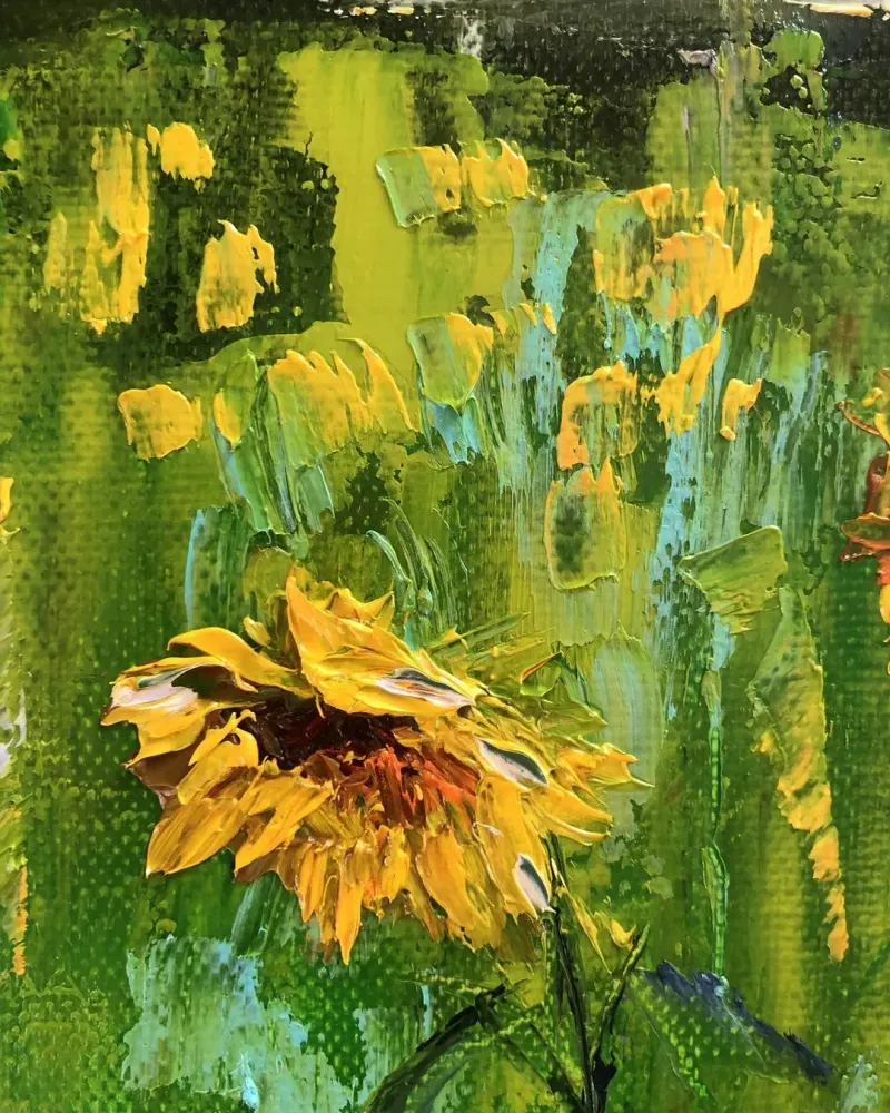Подсолнухи. Картина маслом 20×20 см — 20×20 см