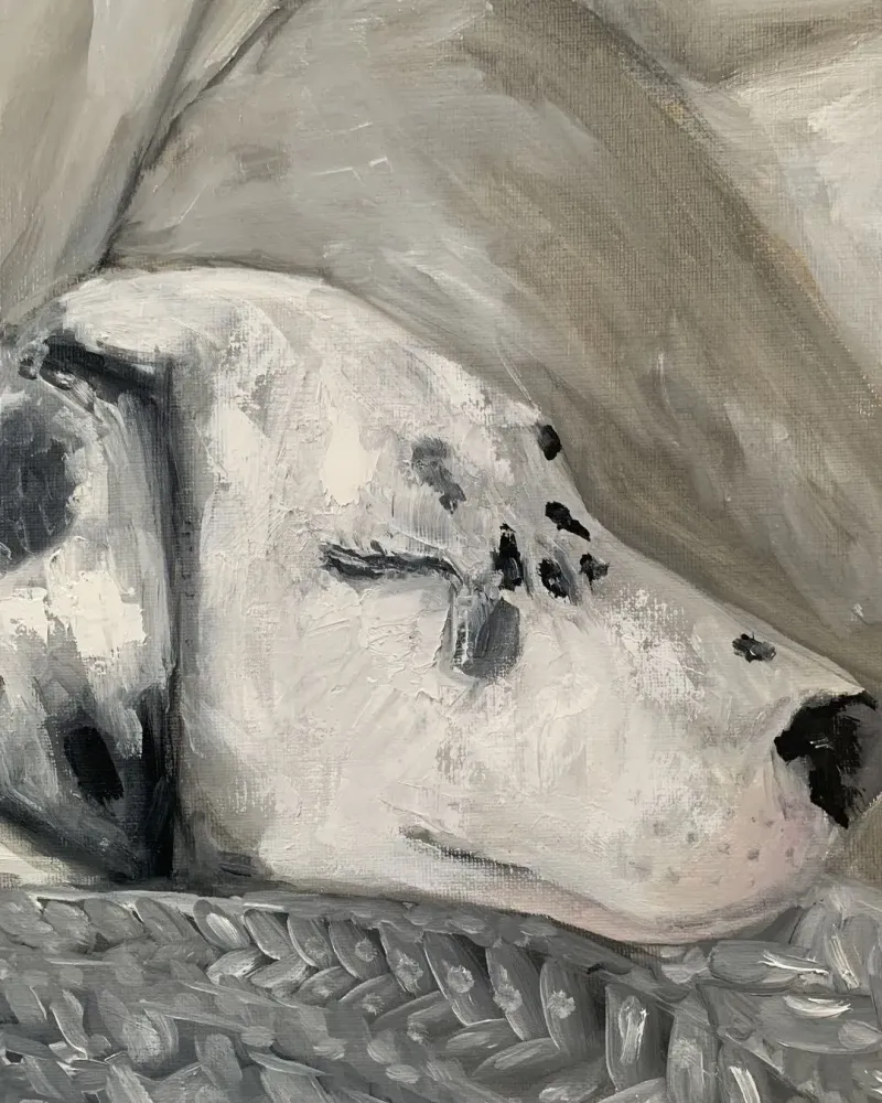 Девушка и её пёс. Картина маслом 60×70 см — 60×70 см