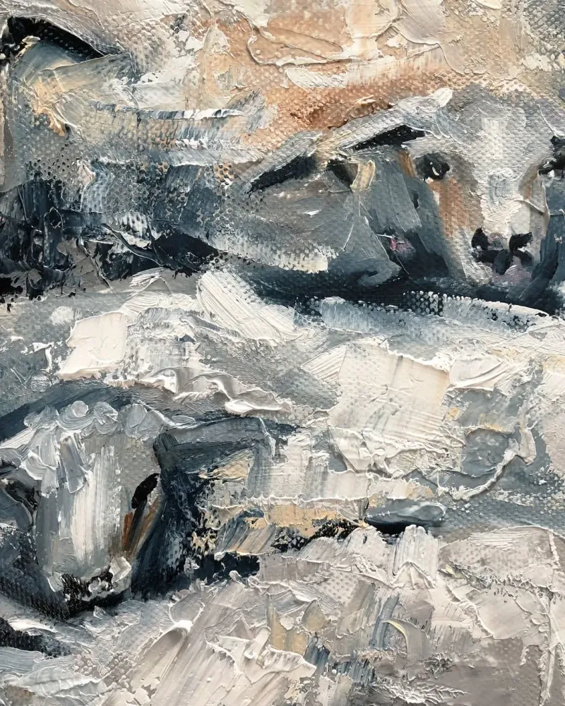Овцы. Картина маслом 40×40 см — 40×40 см