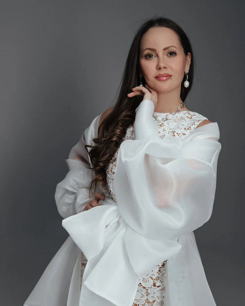 Платье и жакет из органзы и кружева