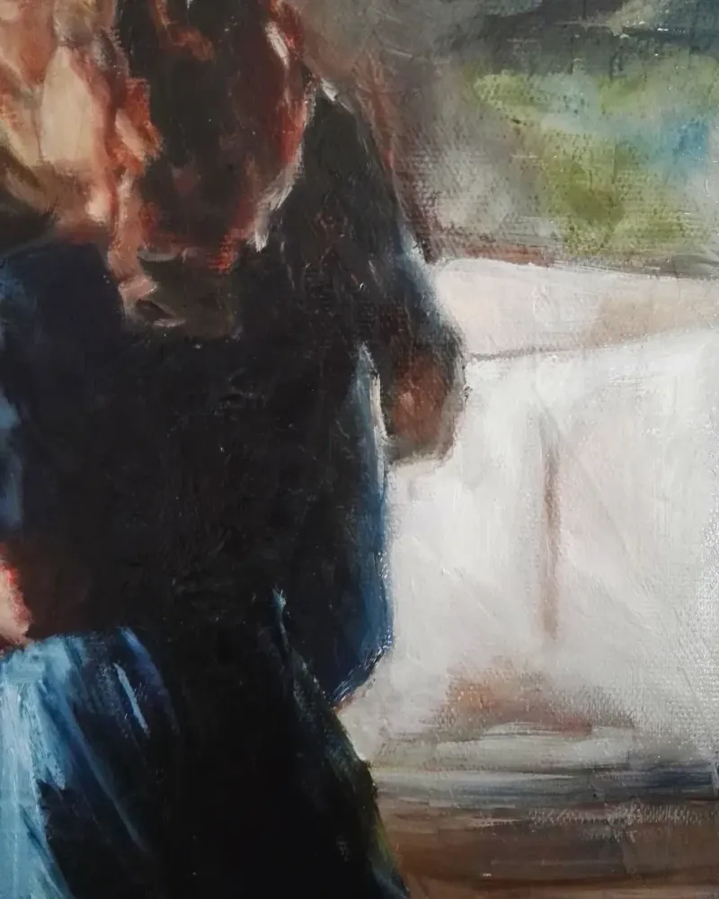 Двое у окна. Картина маслом 30×60 см — 30×60 см