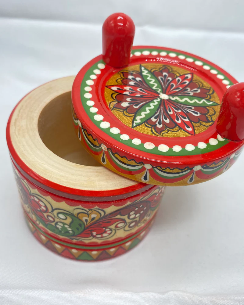 Солонка точёная — Борецкая роспись