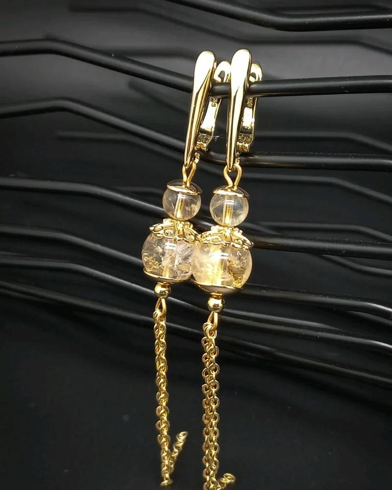 Серьги из цитрина жёлтый золотой