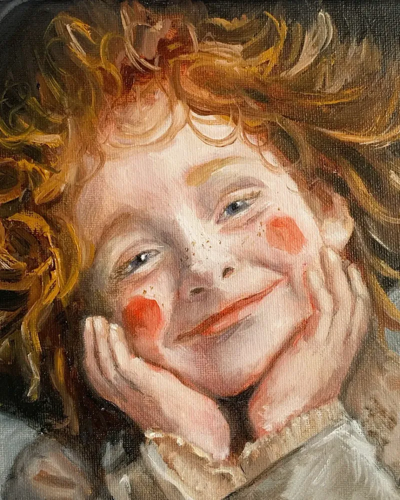 Рыжее счастье. Картина маслом 20×20 см — 20×20 см